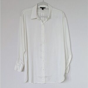 Banana Republic Snow‎ Day Button Down Shirt Women M White Long Sleeve Minimalist